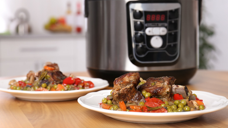 pressure cooker meal of meat and vegetables