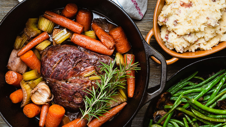 aerial photo of meal cooked in Dutch oven