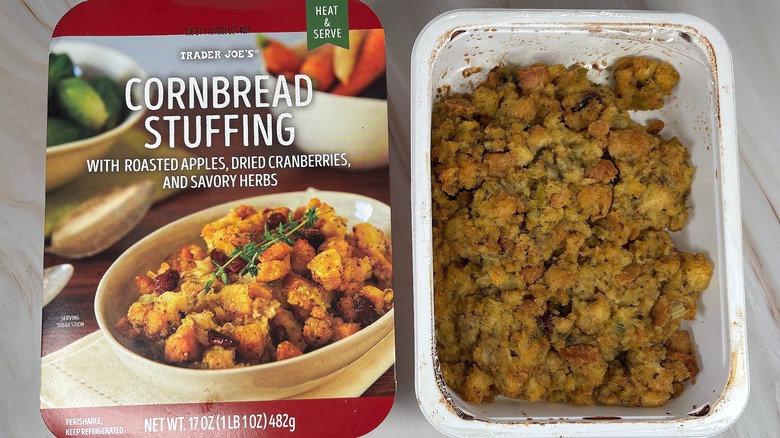 Trader Joe's cornbread stuffing on table