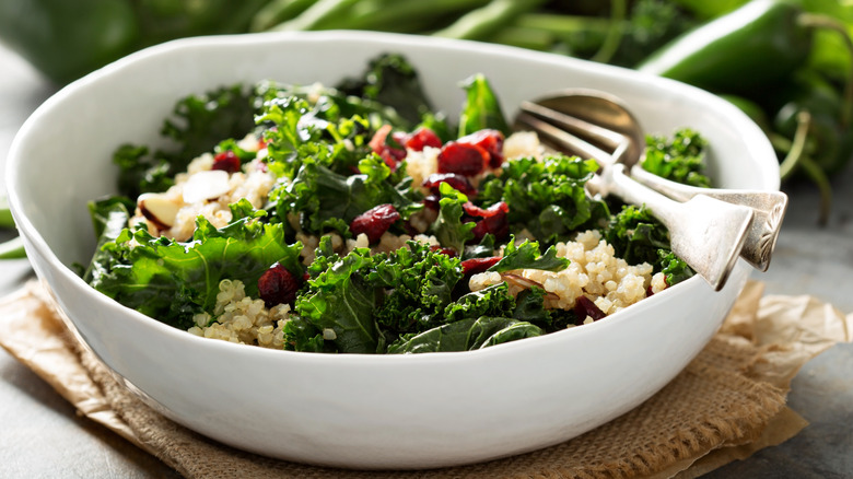 kale salad with quinoa and dried cranberries