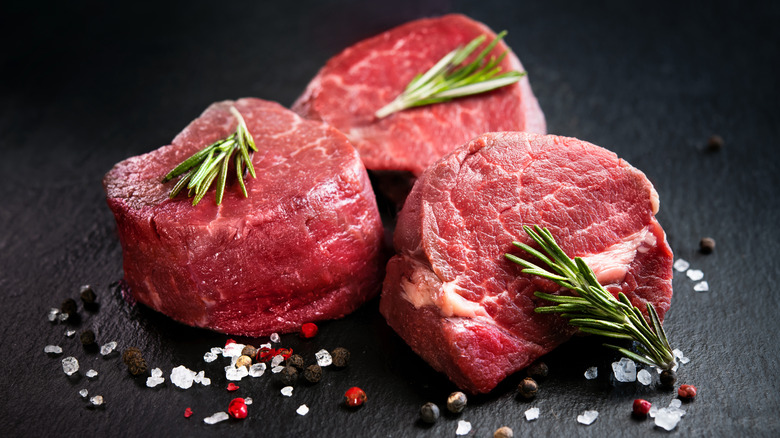 Raw filet mignon steaks
