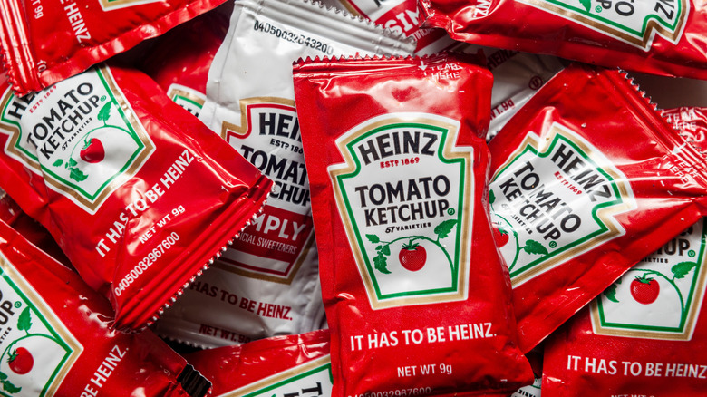 Ketchup packets as background