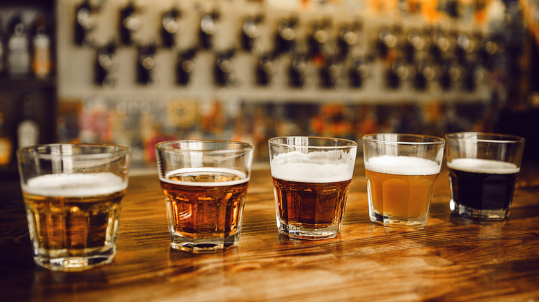 selection of beers at brewery