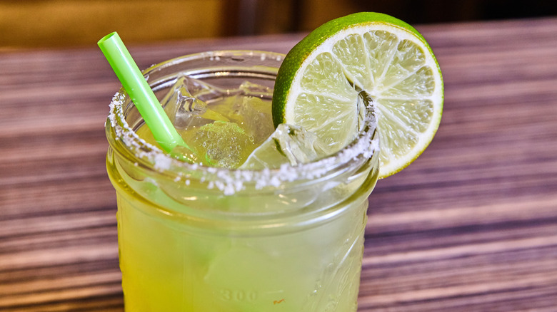 A classic margarita in a jelly jar