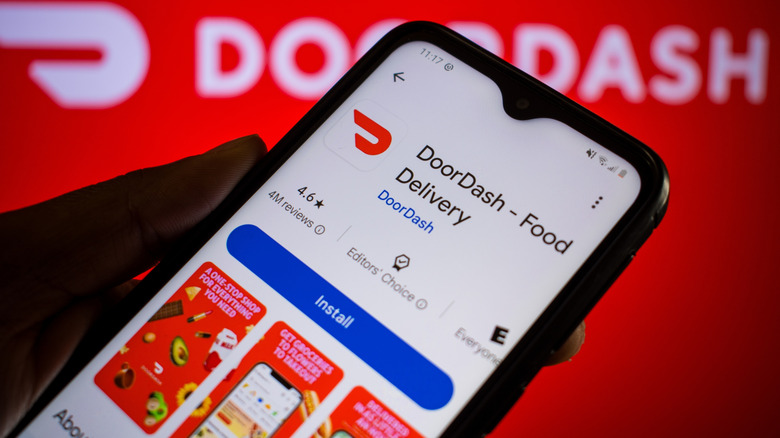 DoorDash Food Delivery app displayed on a phone screen