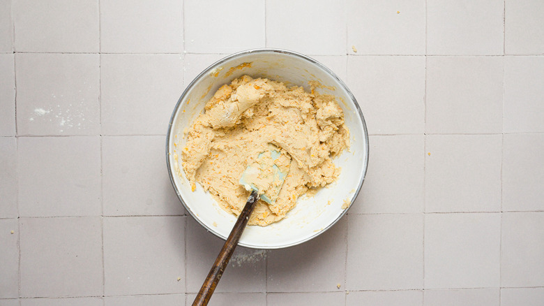 Batter in bowl with spatula