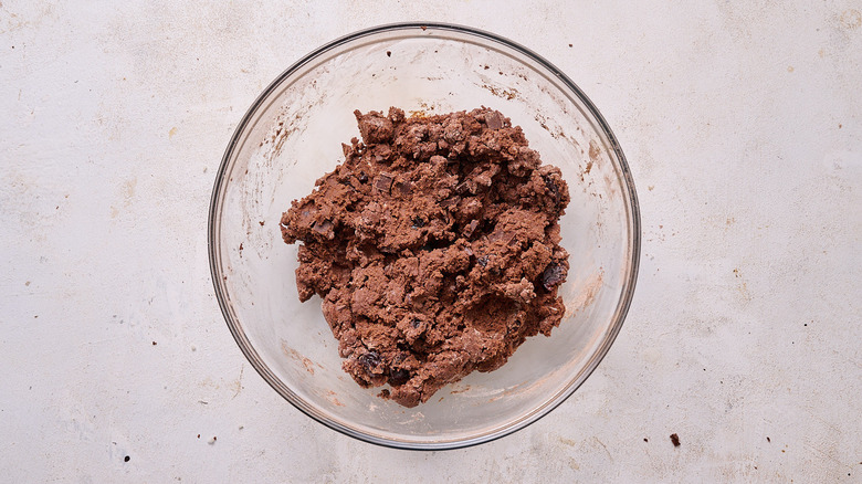 chocolate and cherry added to chocolate batter