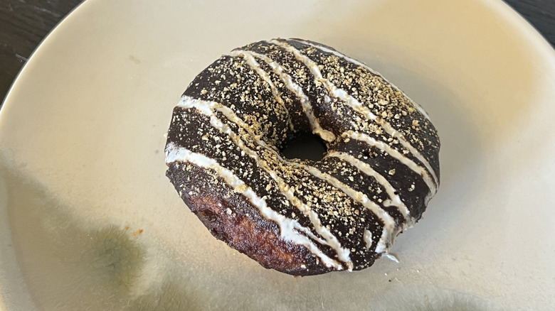 Duck Donuts S'mores donut on plate.
