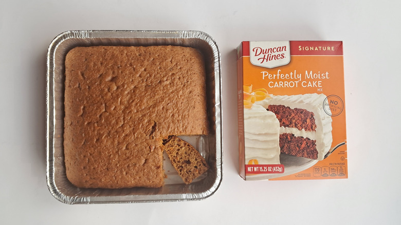 carrot cake and box of cake mix