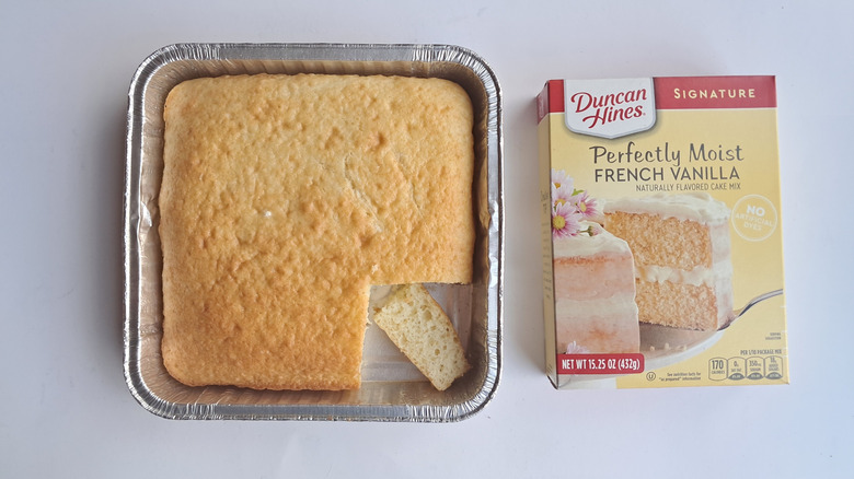 French Vanilla cake and cake mix box