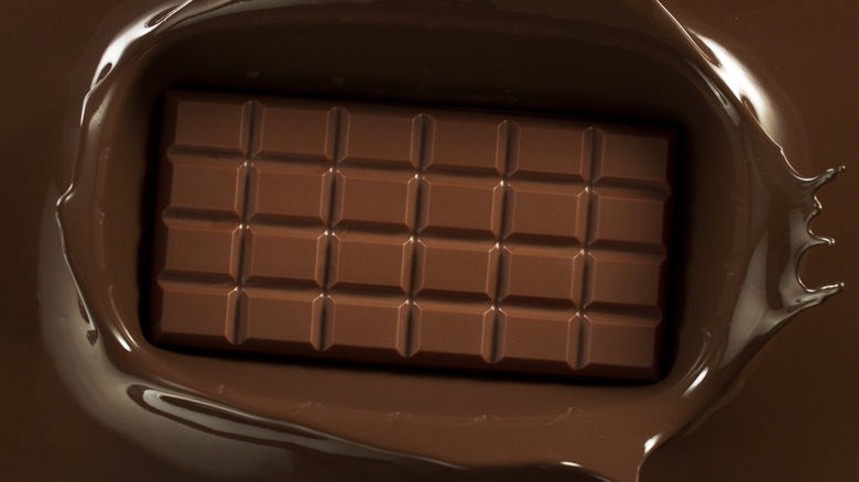 chocolate bar with melted chocolate