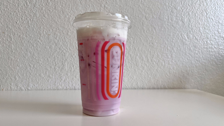 Dunkin' Black Cherry Daydream Refresher on a table