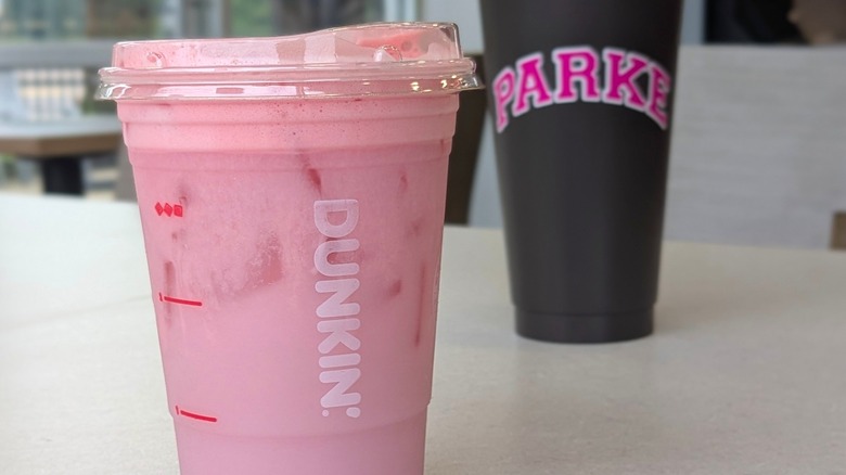 A close-up of the Parke Daydream Refresher with a Parke tumbler in the background