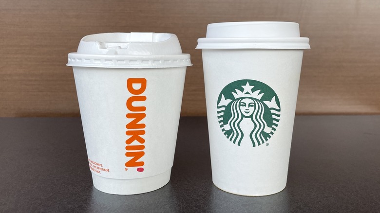 Dunkin' and Starbucks cups