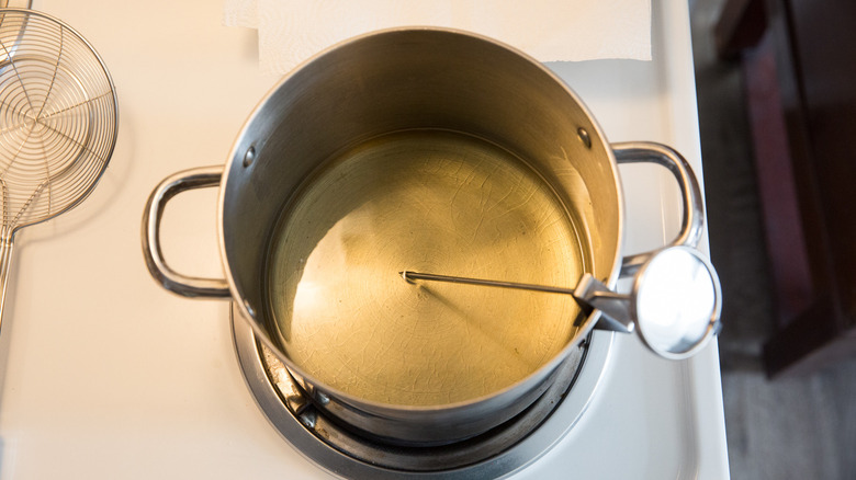 oil heating in large pot