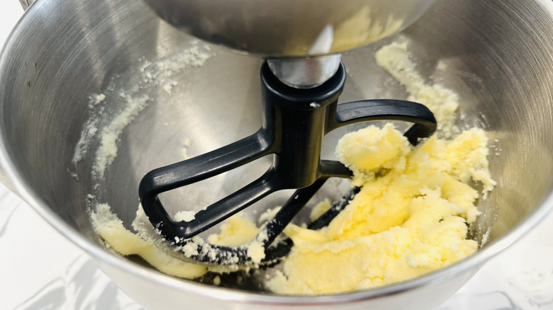 butter and sugar in a stand mixer bowl