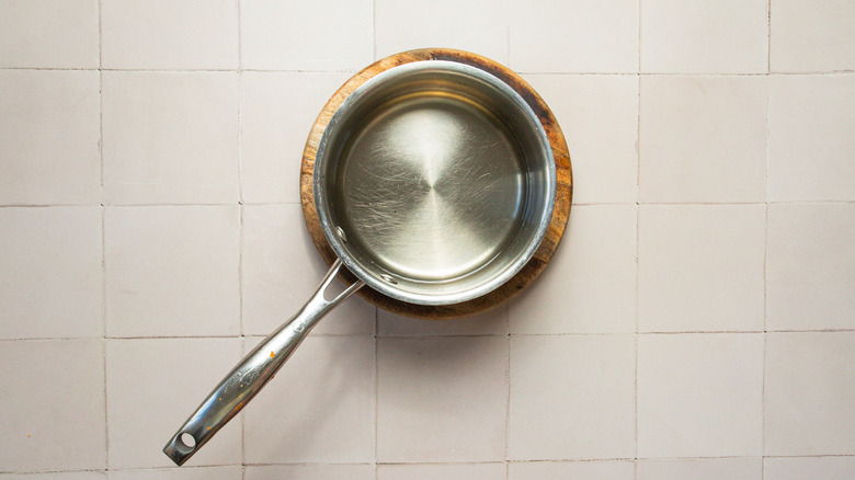 Simple syrup in saucepan