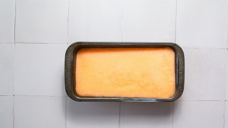 A container of cantaloupe sorbet