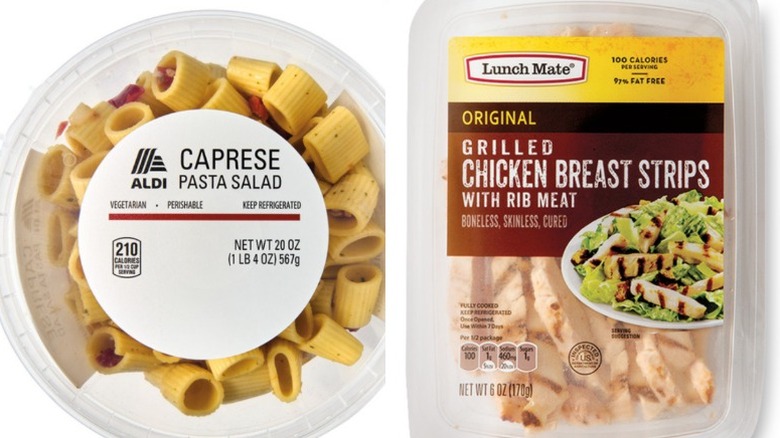 Caprese pasta salad with chicken breast strips