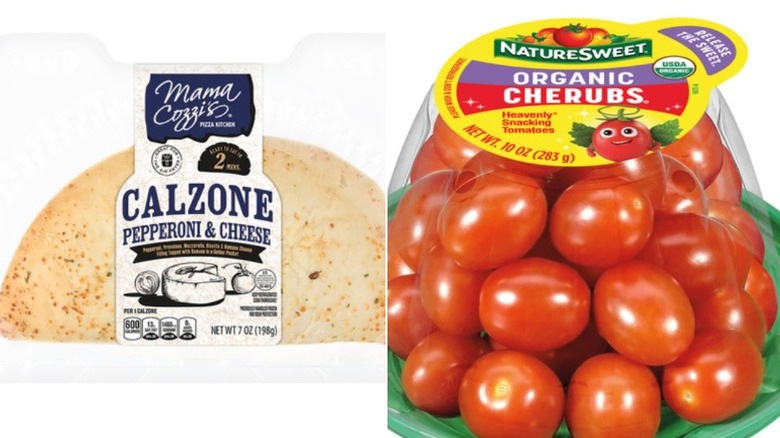 Calzone and organic cherry tomatoes