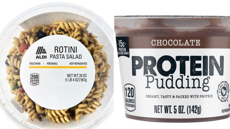 Rotini pasta salad and protein pudding