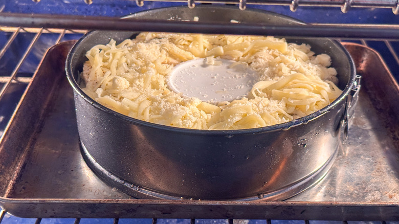 bread cooking in oven
