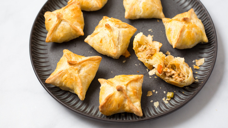 tuna puffs on gray plate