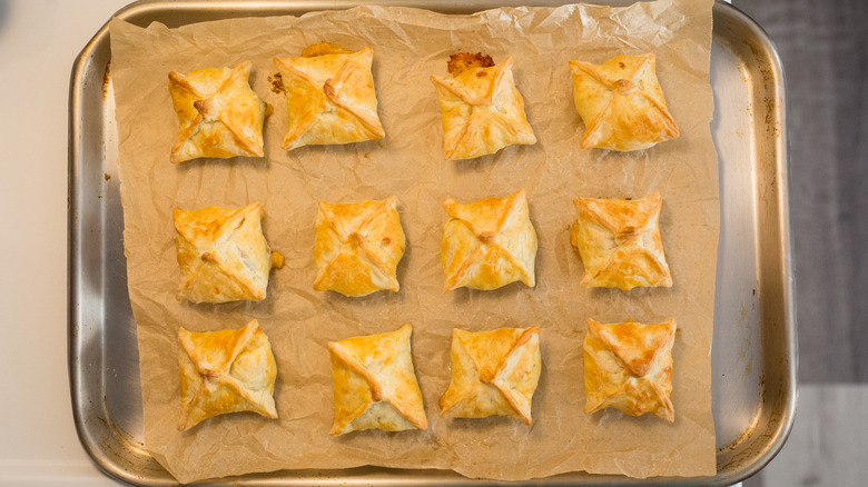 tuna puffs on baking sheet