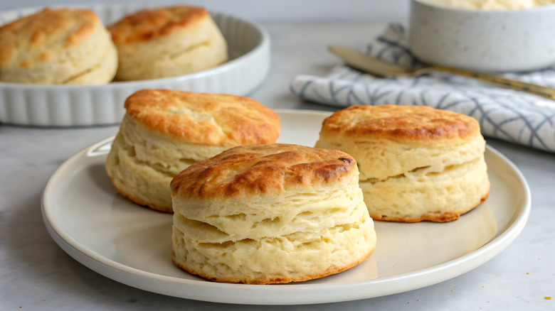 layered biscuits on plate
