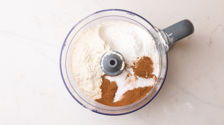 Flour and spices in food processor
