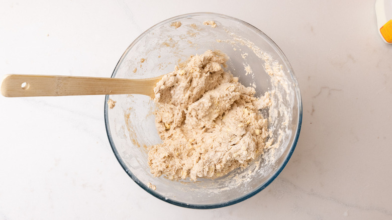 cinnamon biscuit dough mixture in bowl