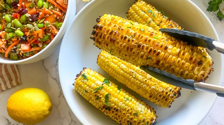 grilled corn in bowl