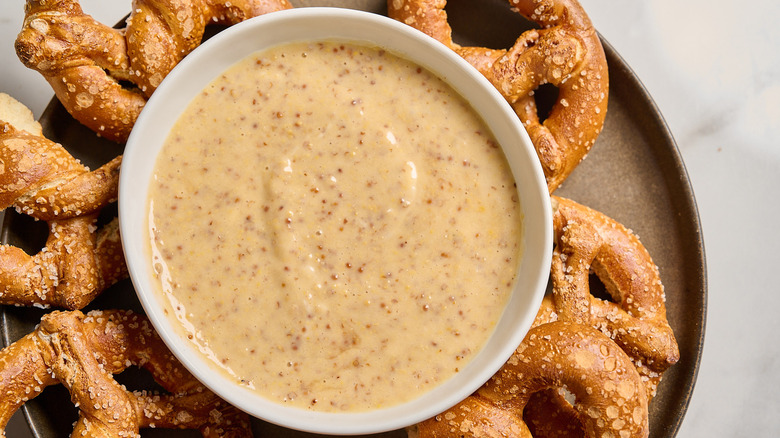 serving honey mustard in a bowl