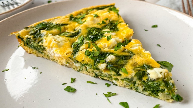 slice of spinach frittata