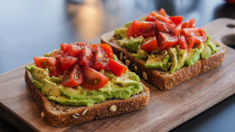 Avocado toast with diced cherry tomato