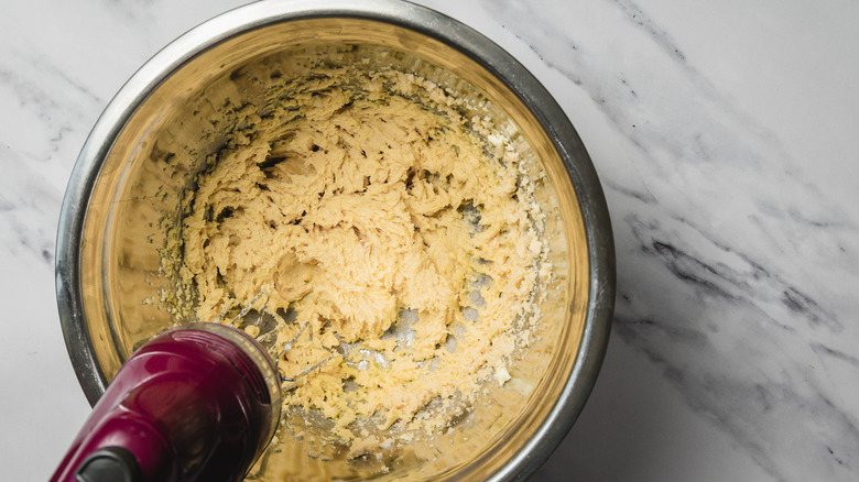 Creaming butter and sugar with mixer