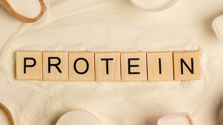 Protein spelled in letter blocks