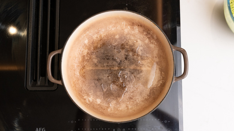 pan with oil on stovetop