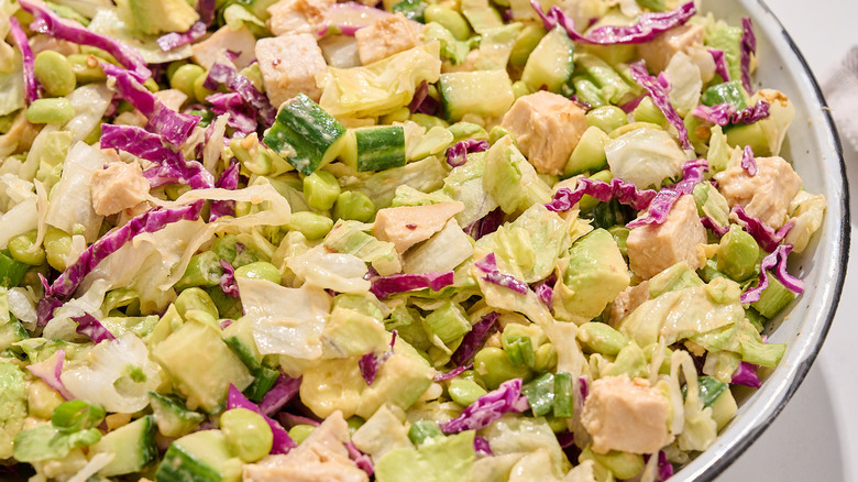close up of chopped salad in a bowl