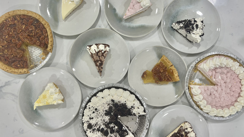 Edwards whole pies and pie slices on plates
