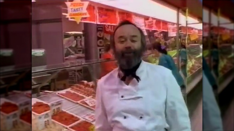 Peter Russell-Clarke in a chef's coat at a market