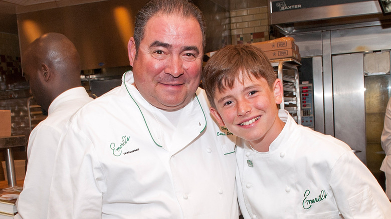 Young EJ Lagasse with dad Emeril