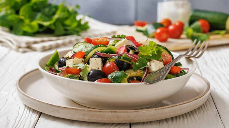 Greek salad in a bowl