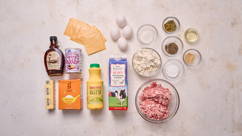 Copycat McDonald's sausage McGriddle ingredients on table