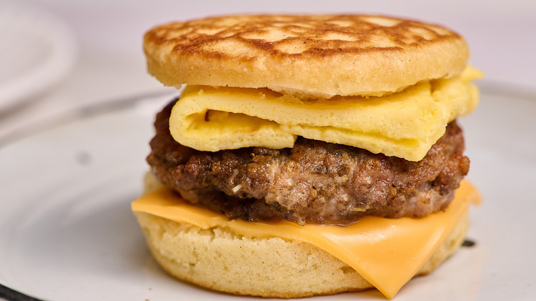 sausage McGriddle on a plate