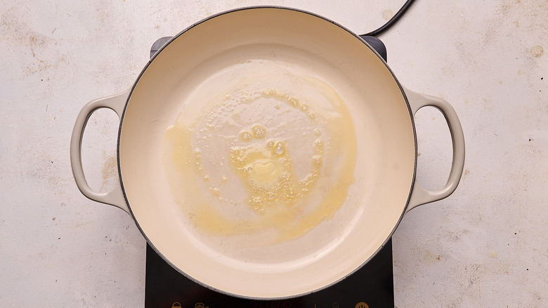 melting butter in a skillet