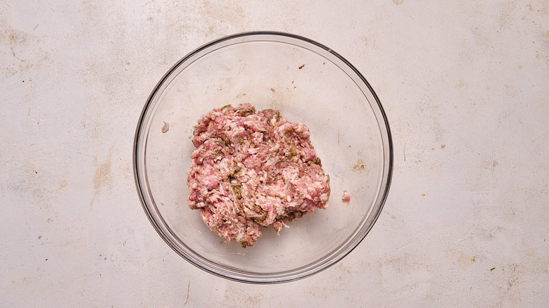 sausage ingredients combined in a bowl