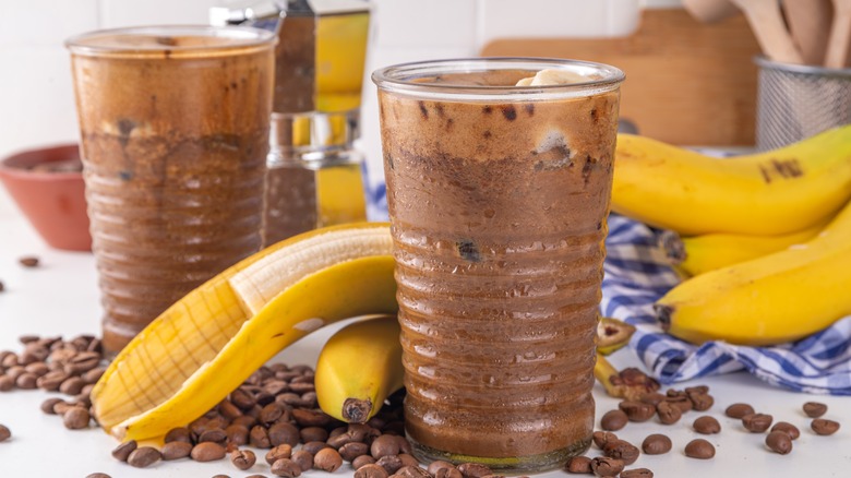 iced coffees with bananas