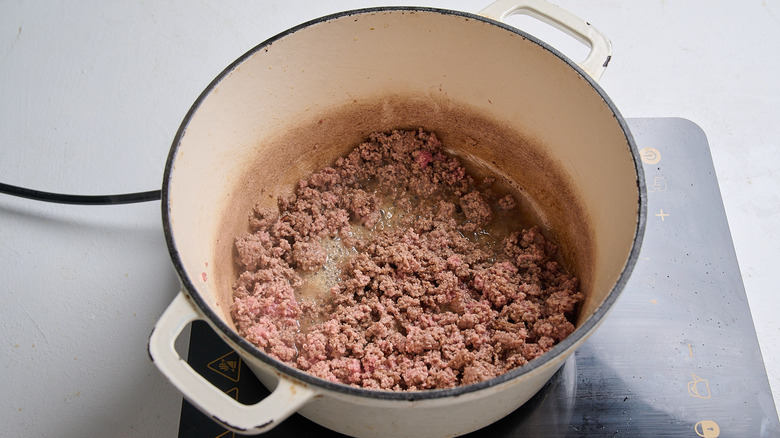 browning the bison in a dutch oven