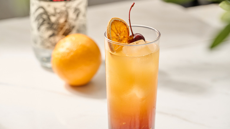 tequila sunset in a glass on a table